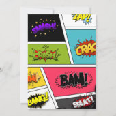 Pop Art Comic Book Party Uitnodigingen (Achterkant)