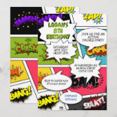 Pop Art Comic Book Party Uitnodigingen (Voorkant / Achterkant)