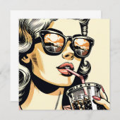 Pop Art Comic Book Vrouw Drink Soda (Voorkant / Achterkant)