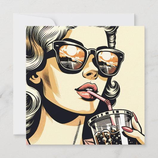 Pop Art Comic Book Vrouw Drink Soda (Voorkant)
