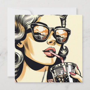 Pop Art Comic Book  Vrouw Drink Soda
