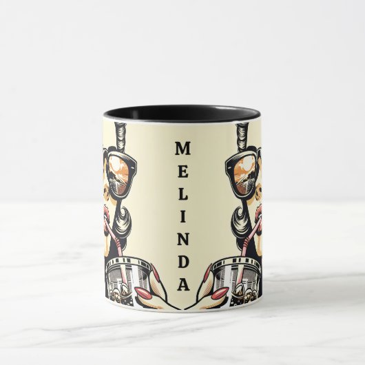 Pop Art Comic Book  Vrouw Drink Soda Mok (Midden)