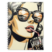 Pop Art Comic Book Vrouw Drink Soda Notitieboek (Voorkant)