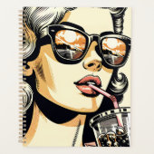 Pop Art Comic Book  Vrouw Drink Soda Planner (Voorkant)