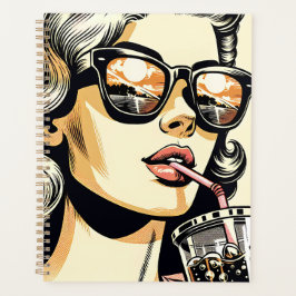 Pop Art Comic Book  Vrouw Drink Soda Planner