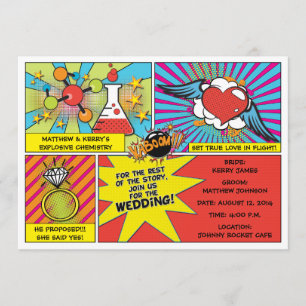Pop Art Comic Book Wedding Invitation Kaart