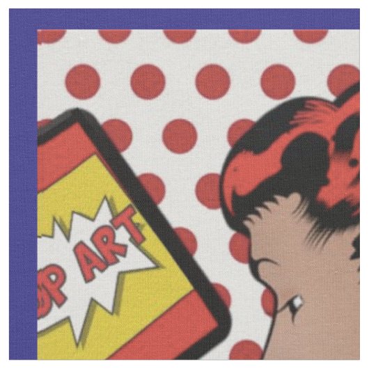 Pop Art Comic Girl Fabric Stof (Close Up)