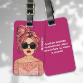 Pop Art Comic Girl Pink Background Bagagelabel