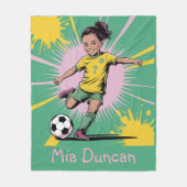 Pop Art Comic Girls Voetbal Verjaardag Party Gift Fleece Deken (Voorkant)