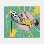 Pop Art Comic Girls Voetbal Verjaardag Party Gift Fleece Deken (Voorkant (Horizontaal))