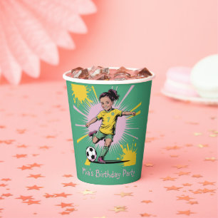Pop Art Comic Girls Voetbal Verjaardagsfeest Papieren Bekers