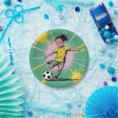 Pop Art Comic Girls Voetbal Verjaardagsfeest Papieren Bordje (Feest)