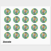 Pop Art Comic Girls Voetbal Verjaardagsfeest Ronde Sticker (Vel)