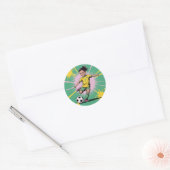 Pop Art Comic Girls Voetbal Verjaardagsfeest Ronde Sticker (Envelop)