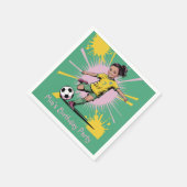 Pop Art Comic Girls Voetbal Verjaardagsfeest Servet (Hoek)