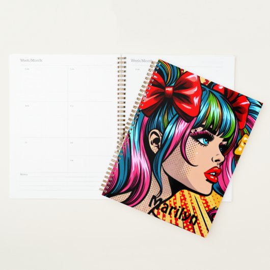 Pop Art Comic Meisje Kleurrijk Gepersonaliseerd Planner (Display)
