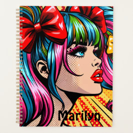  Pop Art Comic Meisje Kleurrijk Gepersonaliseerd Planner