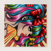  Pop Art Comic Meisje Kleurrijke AI Art Legpuzzel (Horizontaal)