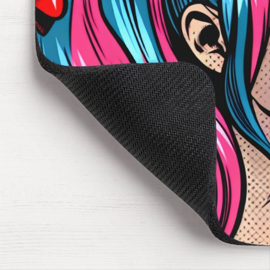  Pop Art Comic Meisje Kleurrijke AI Art Muismat (Hoek)