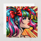  Pop Art Comic Meisje met strikken (Voorkant / Achterkant)