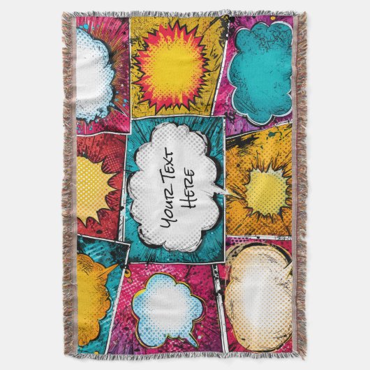 Pop Art Comic Panel Throw Blanket Deken (Voorkant Verticaal)