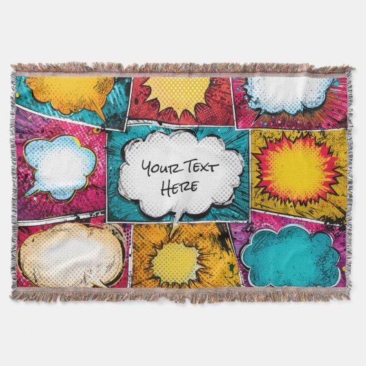 Pop Art Comic Panel Throw Blanket Deken (Voorkant)
