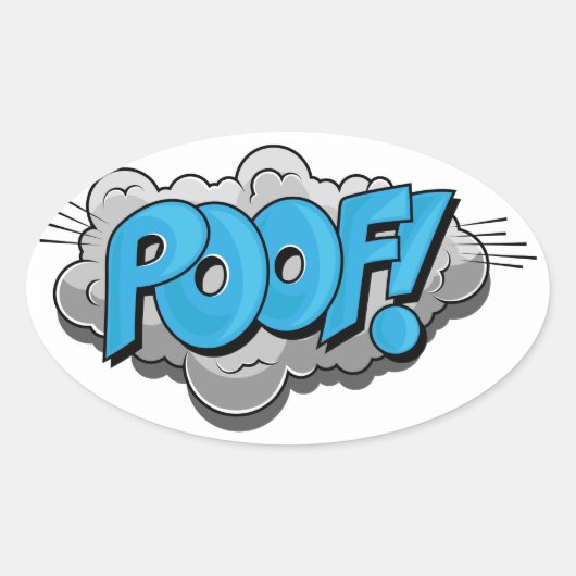 Pop Art Comic Poof! Ovale Sticker (Voorkant)