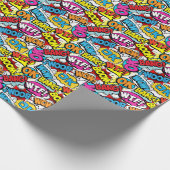 Pop Art Comic: Retro Naadloos Patroon Cadeaupapier (Hoek)