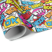 Pop Art Comic: Retro Naadloos Patroon Cadeaupapier (Rol Hoek)