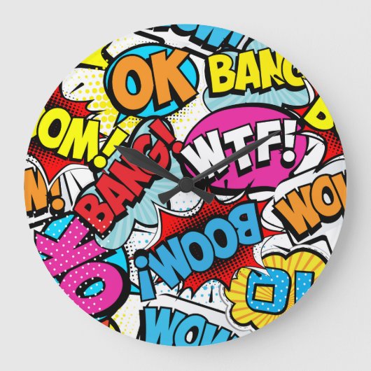 Pop Art Comic: Retro Naadloos Patroon Grote Klok (Voorkant)