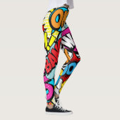 Pop Art Comic: Retro Naadloos Patroon Leggings (Rechts)