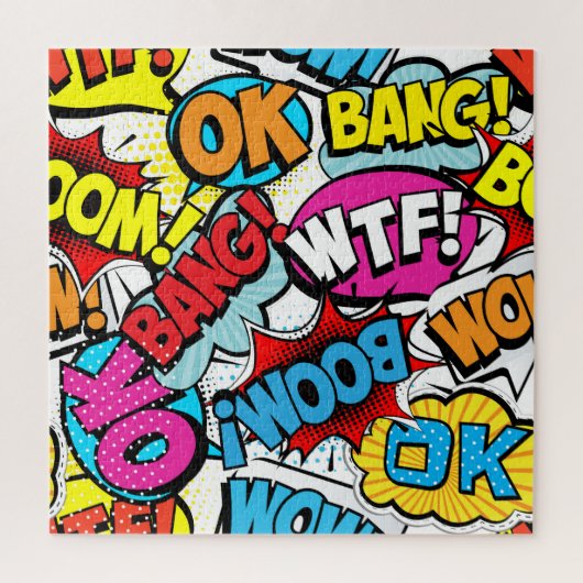 Pop Art Comic: Retro Naadloos Patroon Legpuzzel (Verticaal)