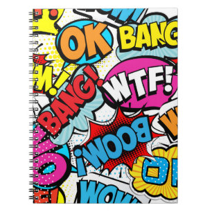 Pop Art Comic: Retro Naadloos Patroon Notitieboek