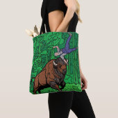 Pop Art Comic Stijl Bizon Gooit Man Halftone Tote Bag (Dichtbij)