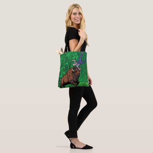 Pop Art Comic Stijl Bizon Gooit Man Halftone Tote Bag (Op model)