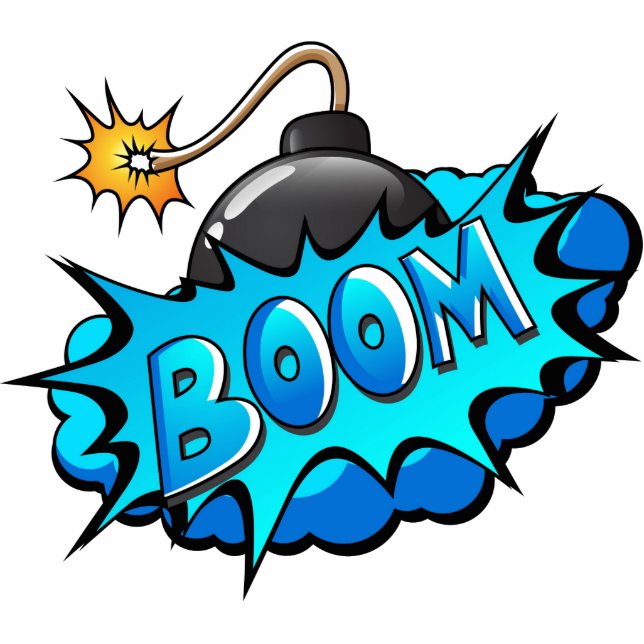 Pop Art Comic Style Boom Boom Boom! Fotobeeldje Magneet (Voorkant)