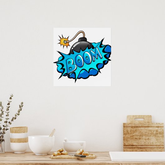 Pop Art Comic Style Boom Boom Boom! Poster (Keuken)
