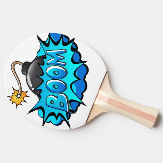Pop Art Comic Style Boom Boom Boom! Tafeltennisbatje (Zijkant)