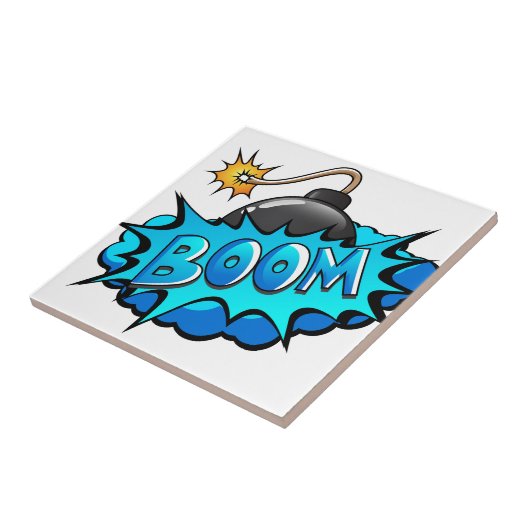 Pop Art Comic Style Boom Boom Boom! Tegeltje (Zijkant)