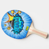 Pop Art Comic Style Boom! Gepersonaliseerd Tafeltennisbatje (Zijkant)
