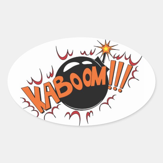 Pop Art Comic Style KaBoom! Ovale Sticker (Voorkant)