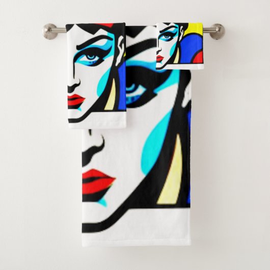 Pop Art Comic Style Leuke vrouw en bloem Bad Handdoek (Insitu)