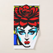 Pop Art Comic Style Leuke vrouw en bloem Bad Handdoek (Handdoek)
