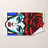 Pop Art Comic Style Leuke vrouw en bloem Bad Handdoek (Handdoek)