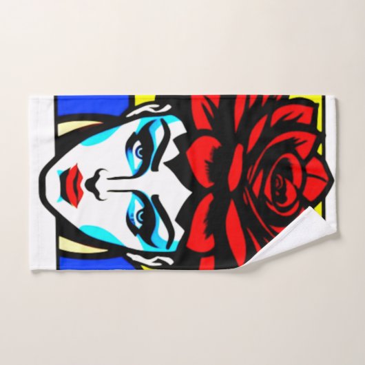 Pop Art Comic Style Leuke vrouw en bloem Bad Handdoek (Handdoek)