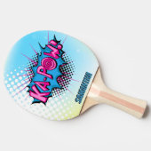 Pop Art Comic Style Superheld Ka-pow! Gepersonalis Tafeltennisbatje (Zijkant)