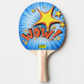 Pop Art Comic Style Superheld Wow! Gepersonaliseer Tafeltennisbatje (Voorkant)