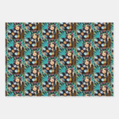 Pop Art Comic Style Verjaardags Meisje Muziek Lief Inpakpapier Vel (Voorkant)