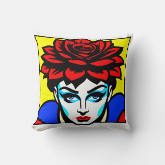 Pop Art Comic Style vrouw en bloemen Kussen