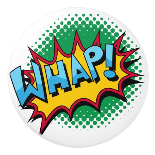 Pop Art Comic Style Whap! Keramische Knop (Voorkant)